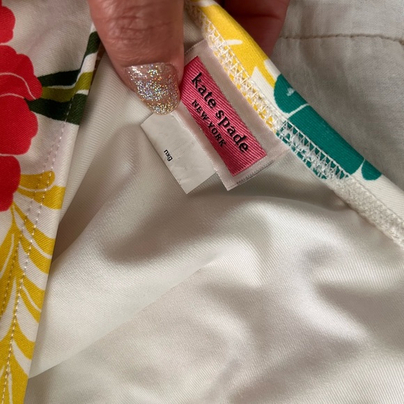 Floral Tie-Front One-Piece Swimsuit - Cream Base with Multicolor Flowers - Picture 3 of 4